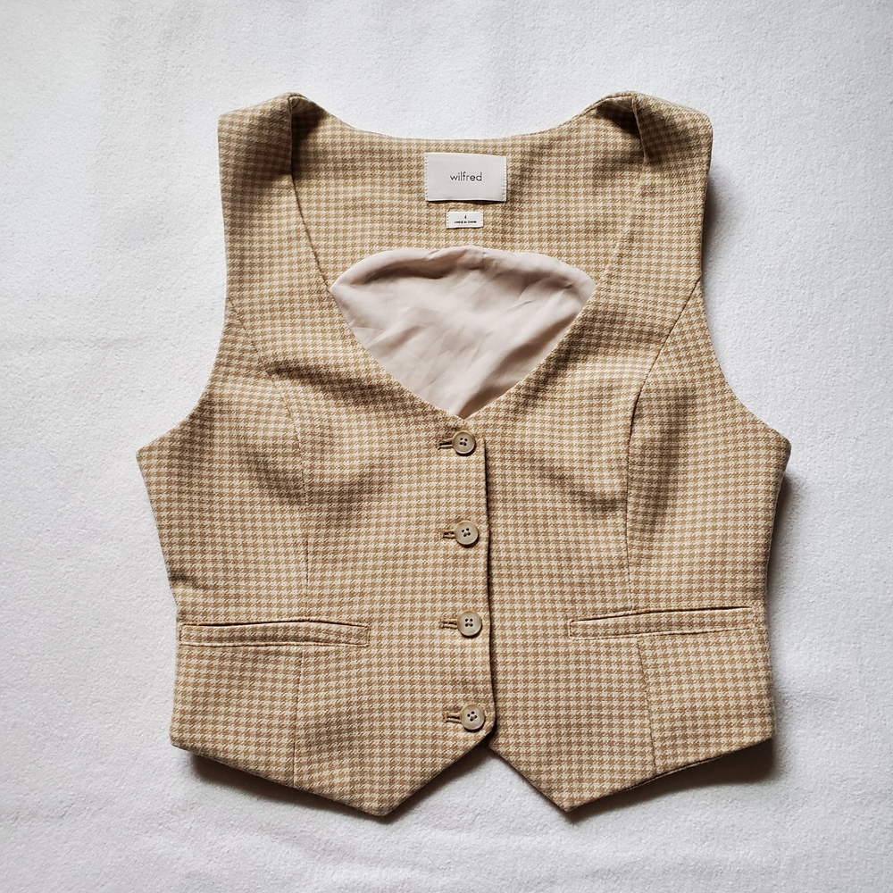 Wilfred Beige Houndstooth Buttoned Vest